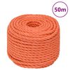 vidaXL Delovna vrv oranžna 16 mm 50 m polipropilen