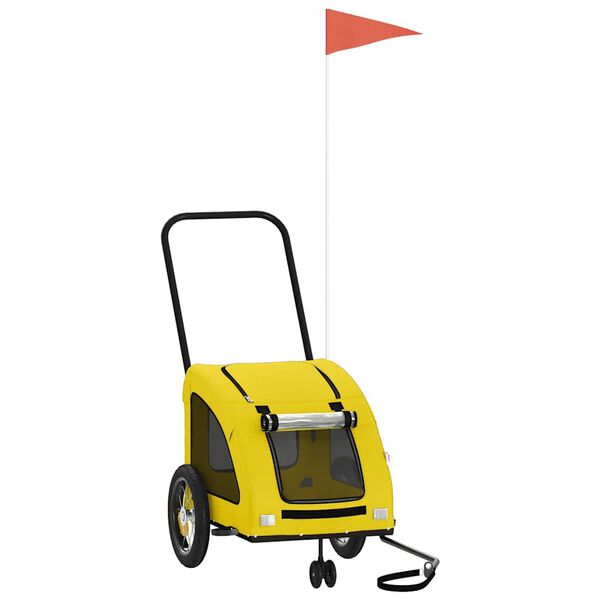 vidaXL Kolesarska prikolica za hišne ljubljenčke rumena