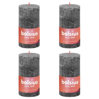 Bolsius Rustikalne stebričaste sveče Shine 4 kosov 130x68 mm