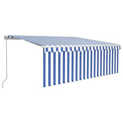 vidaXL Ročno zložljiva tenda s senčilom LED 4x3 m modra in bela