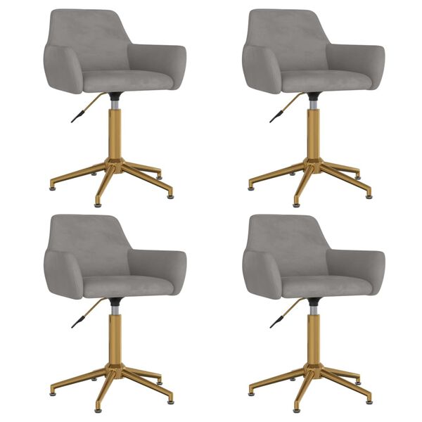 vidaXL Vrtljivi jedilni stoli 4 kosi svetlo siv žamet