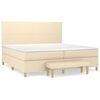 vidaXL Box spring postelja z vzmetnico krem 200x200 cm blago