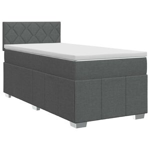 vidaXL Postelja boxspring z vzmetnico Temno siva 90 x 190 cm Blago