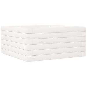 vidaXL Vrtno cvetlično korito belo 50x50x23 cm trdna borovina