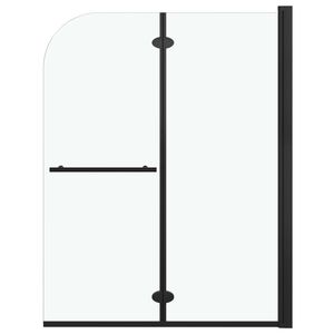 vidaXL Zložljiva pregrada za tu&scaron; z 2 paneloma ESG 95x140 cm črna