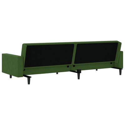vidaXL Kavč dvosed z ležiščem temno zelen žamet
