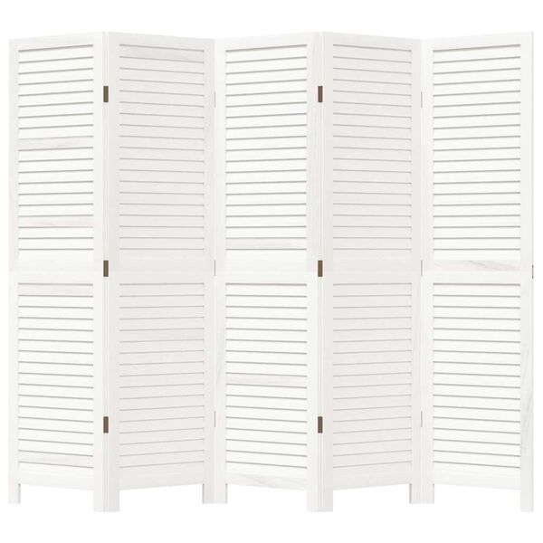 vidaXL Paravan 5-delni bel trden les pavlovnije