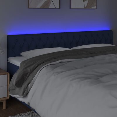 vidaXL LED posteljno vzglavje modro 180x7x78/88 cm blago