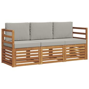 vidaXL Sedežne garniture z blazino 3 pcs Naravna in svetlo siva