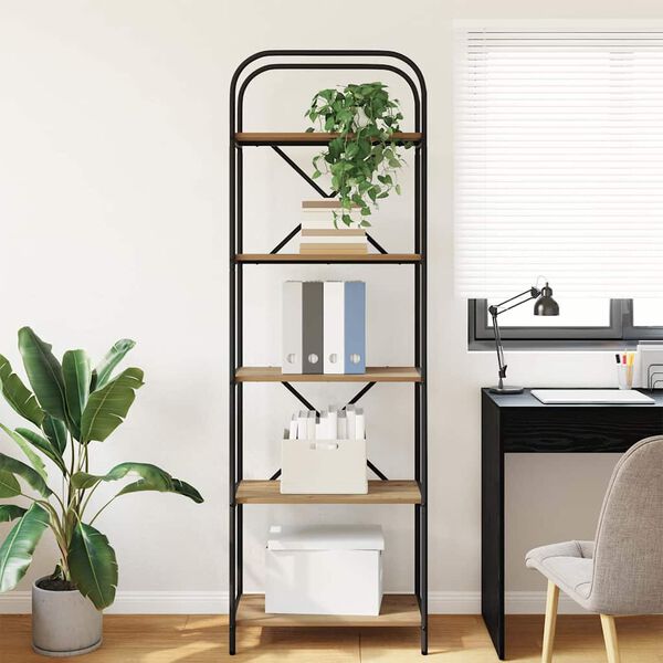 vidaXL Knjižna polica Umetni hrast 60 x 30 x 183 cm Konstruiran les