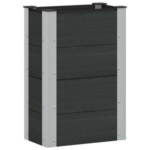 vidaXL Vrtna visoka greda Črna 50 x 30 x 72 cm WPC in aluminij