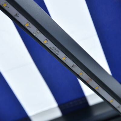 vidaXL Tenda s senzorjem za veter in LED lučmi 500x300cm modra in bela