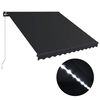 vidaXL Ročno zložljiva tenda z LED lučmi 350x250 cm antracitna