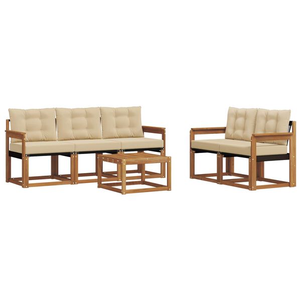 vidaXL Zunanja garnitura za sedenje z blazino 6 pcs Naravna in bež