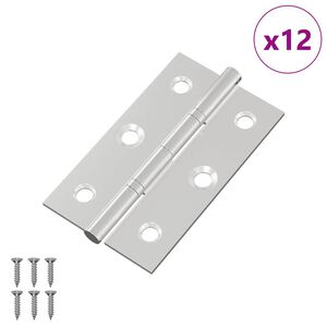 vidaXL Tečaj Enobarvno 12 pcs srebrna 58 x 35 x 1 mm Jeklo