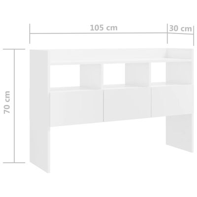 vidaXL Komoda visok sijaj bela 105x30x70 cm iverna plošča