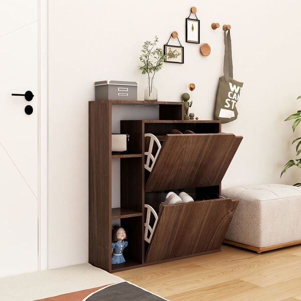 vidaXL Omarica za čevlje rjav hrast 79,5x24x90,5 cm iverna plo&scaron;ča