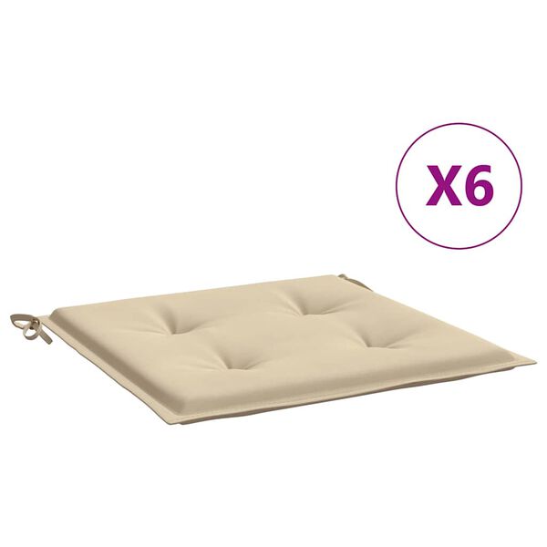 vidaXL Blazine za vrtne stole 6 kosov bež 50x50x4 cm oxford tkanina
