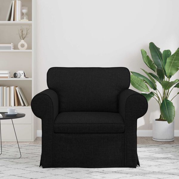 vidaXL Kavč Črna Splo&scaron;ne dimenzije: 95 x 82 x 80 cm (&Scaron; x G x V) Žamet