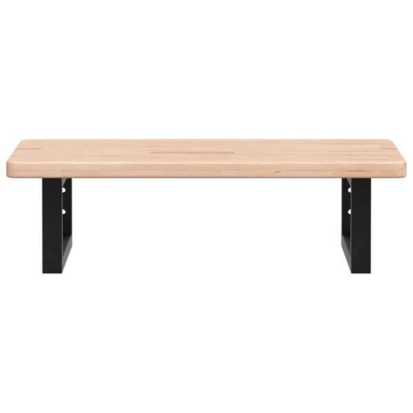 vidaXL Stenska polica za umivalnik jeklo in trdna hrastovina