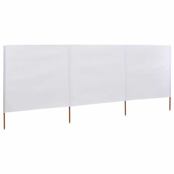 vidaXL 3-panelni vetrobran tkanina 400x120 cm bele barve