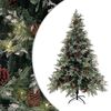 vidaXL Osvetljena novoletna jelka s storži zeleno bela 150 cm PVC PE