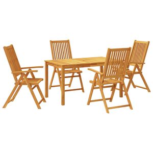 vidaXL Vrtna jedilna garnitura 5-delna 140x80x74 cm trden akacijev les