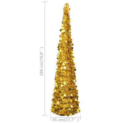 vidaXL Zložljiva umetna novoletna jelka zlata 180 cm PET
