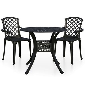 vidaXL Bistro garnitura 3-delna liti aluminij črna