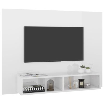 vidaXL Stenska TV omarica visok sijaj bela 120x23,5x90 cm iverna pl.