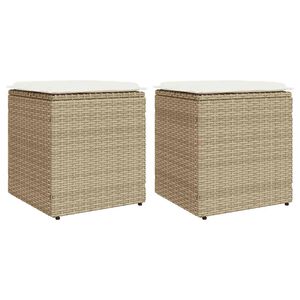 vidaXL Vrtni stolčki z blazinami 2 kosa Bež 40x40x43 cm poli ratan