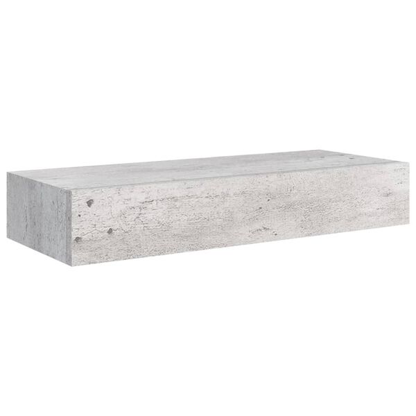 vidaXL Stenska polica s predalom 2 kosa betonsko siva 60x23,5x10cm MDF