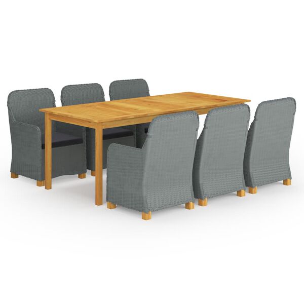 vidaXL Vrtna jedilna garnitura 9-delna svetlo siva