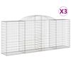 vidaXL Obokane gabion košare 3 kosa 300x50x120/140 cm pocinkano železo