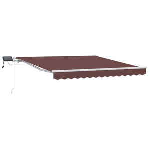 vidaXL Ročno zložljiva tenda z LED rjava 300x250 cm