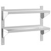 vidaXL Stenska polica 2-nadstropna 75x23,5x60 cm srebrna nerj. jeklo