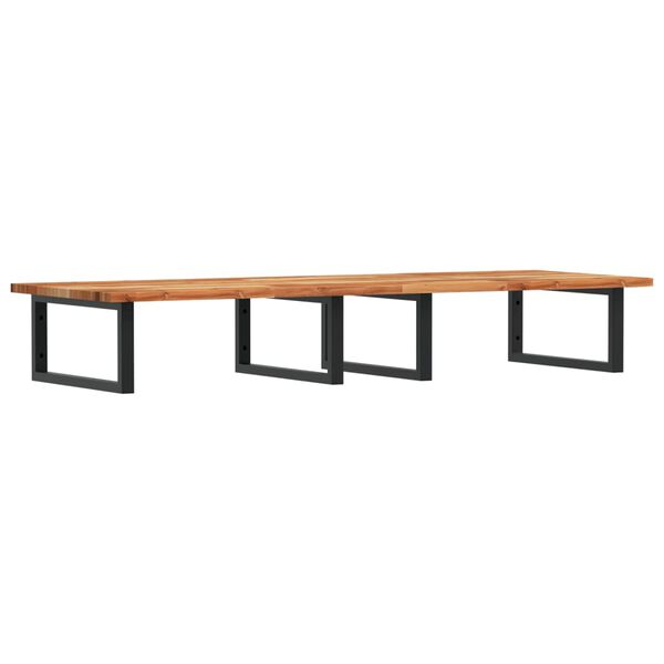 vidaXL Stenska polica za umivalnik jeklo in trden akacijev les