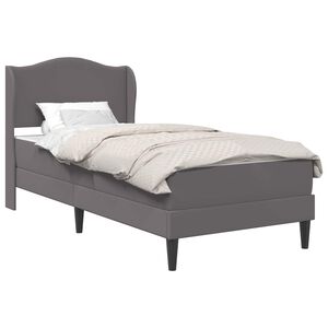 vidaXL Posteljni okvir z vzmetnico Siva 90 x 190 cm Umetno usnje