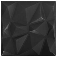 vidaXL 3D stenski paneli 12 kosov 50x50 cm diamantno črni 3 m²