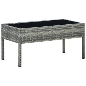 vidaXL Vrtna miza siva 75x40x37 cm poli ratan