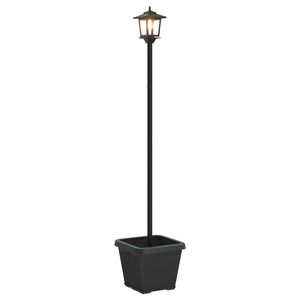 vidaXL Sončna svetilka s korito with LED Bulb Črna 32 x 32 x 158 cm