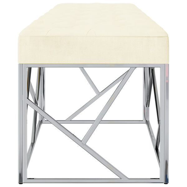 vidaXL Klop 97 cm krem žametno blago in nerjaveče jeklo