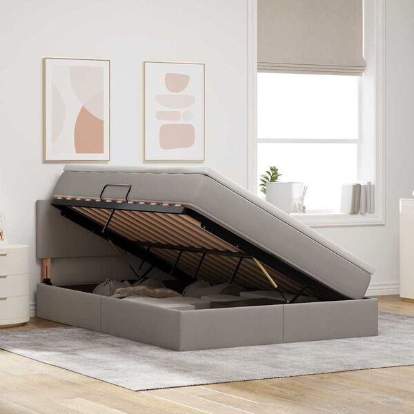 vidaXL Postelja z dodatnim prostorom za shranjevanje in vzmetnico