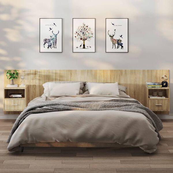 vidaXL Stenske nočne omarice 2 kosa sonoma hrast