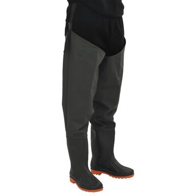 vidaXL Ribiške hlače s škornji temno zelene velikost 40