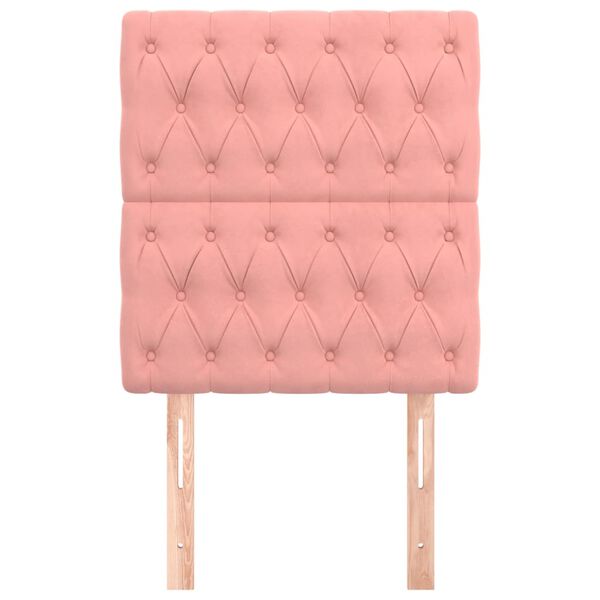 vidaXL Vzglavje postelje roza 80x7x118/128 cm žamet