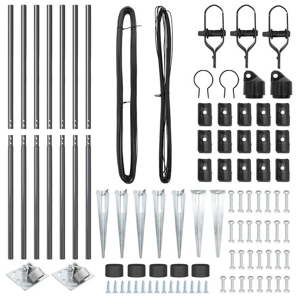 vidaXL Steber ograje. 7 pcs Siva Jeklo