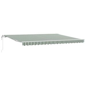 vidaXL Vlečna tenda Zelena in Bela 450 &times; 300 cm Tkanina in aluminij