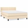 vidaXL Box spring postelja z vzmetnico krem 140x190 cm blago