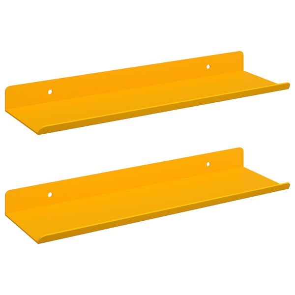 vidaXL Ležeča polica 2 pcs Gorčična rumena 30 x 9 x 2,5 cm Jeklo